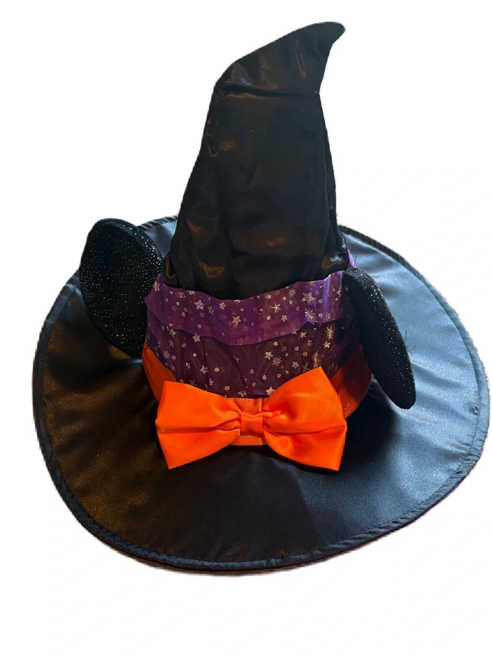Disney Witch Hat Purple Star Band Orange Bow Minnie Mouse Halloween